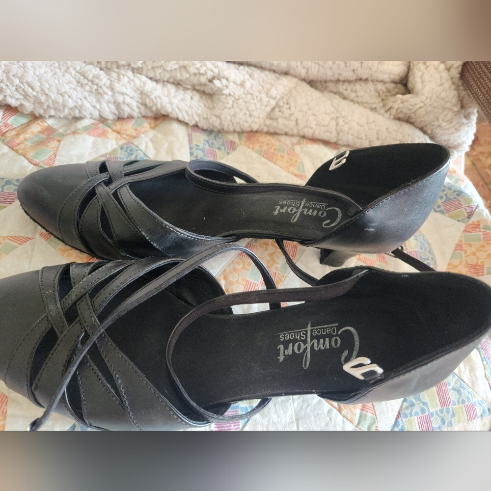 Black Comfort ballroom Latin dance shoes 9W